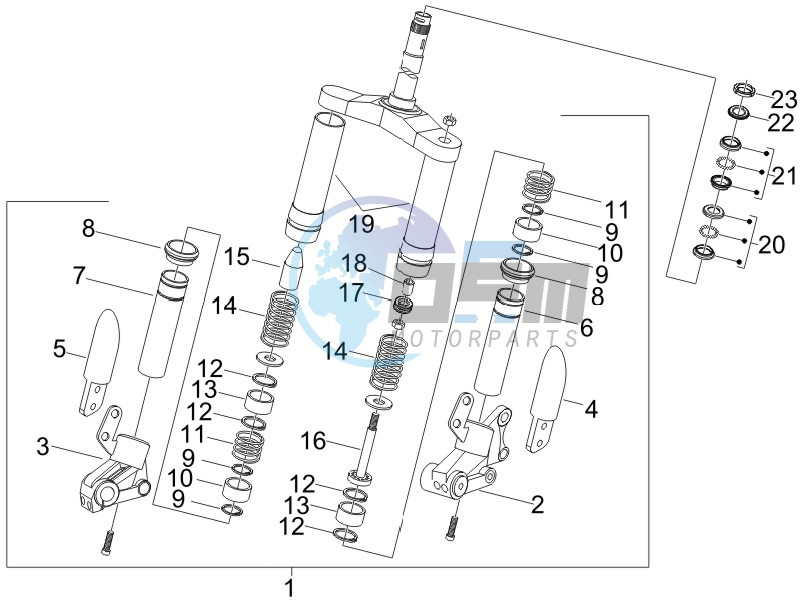 Fork steering tube - Steering bearing unit