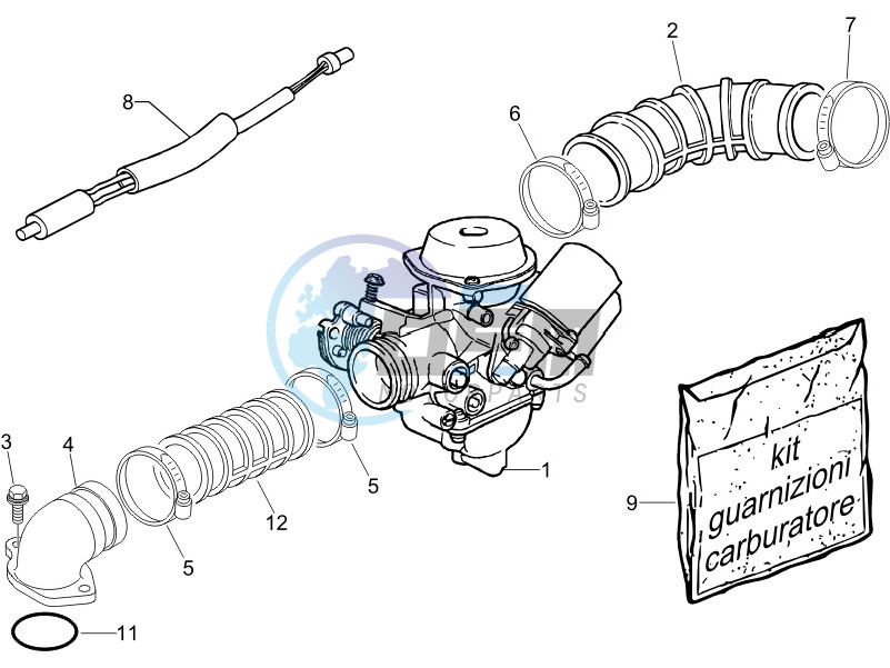 Carburettor, assembly - Union pipe