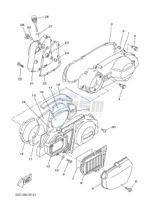 YP250RA EVOLIS 250 ABS (1YS8) drawing CRANKCASE COVER 1