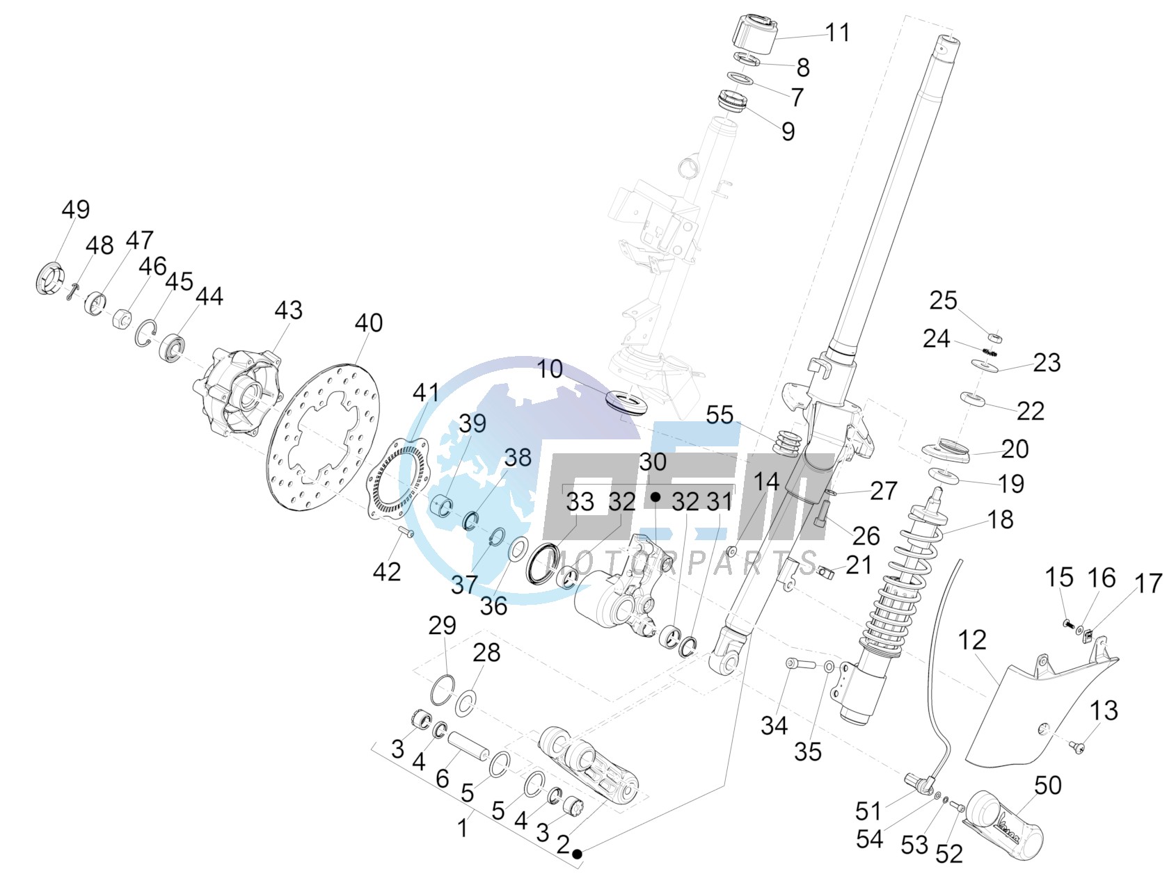 Fork/steering tube - Steering bearing unit