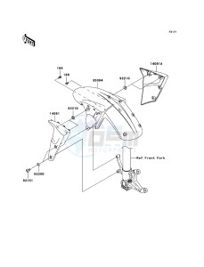 NINJA ZX-6RR ZX600-N1H FR GB XX (EU ME A(FRICA) drawing Front Fender(s)