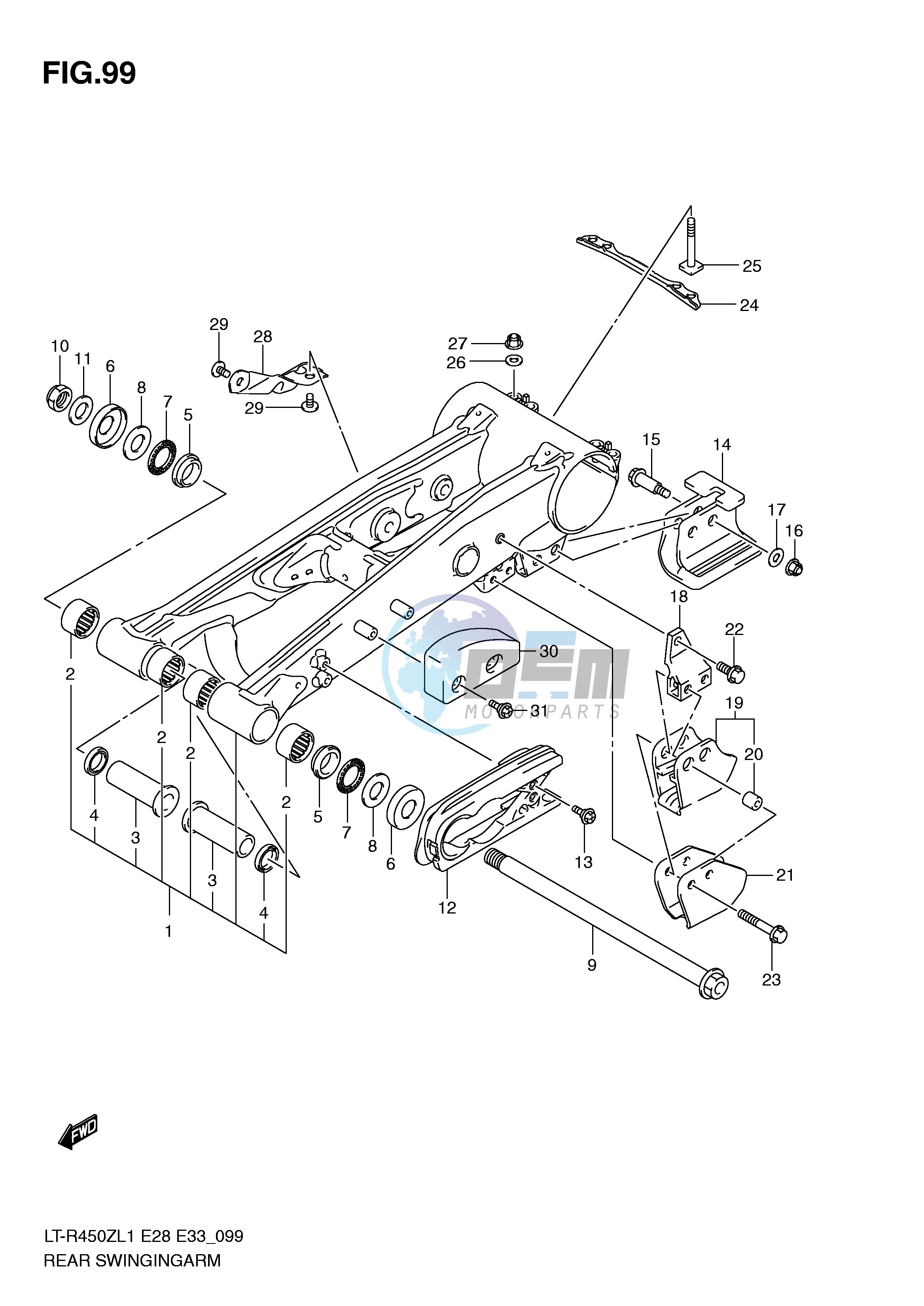 REAR SWINGING ARM (LT-R450ZL1 E28)