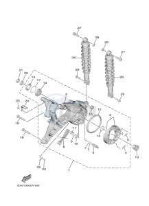 MWD300 TRICITY 300 (BED1) drawing REAR ARM & SUSPENSION