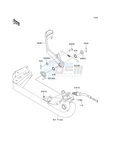 KVF 650 E [BRUTE FORCE 650 4X4 HARDWOODS GREEN HD] (E1) E1 drawing BRAKE PEDAL