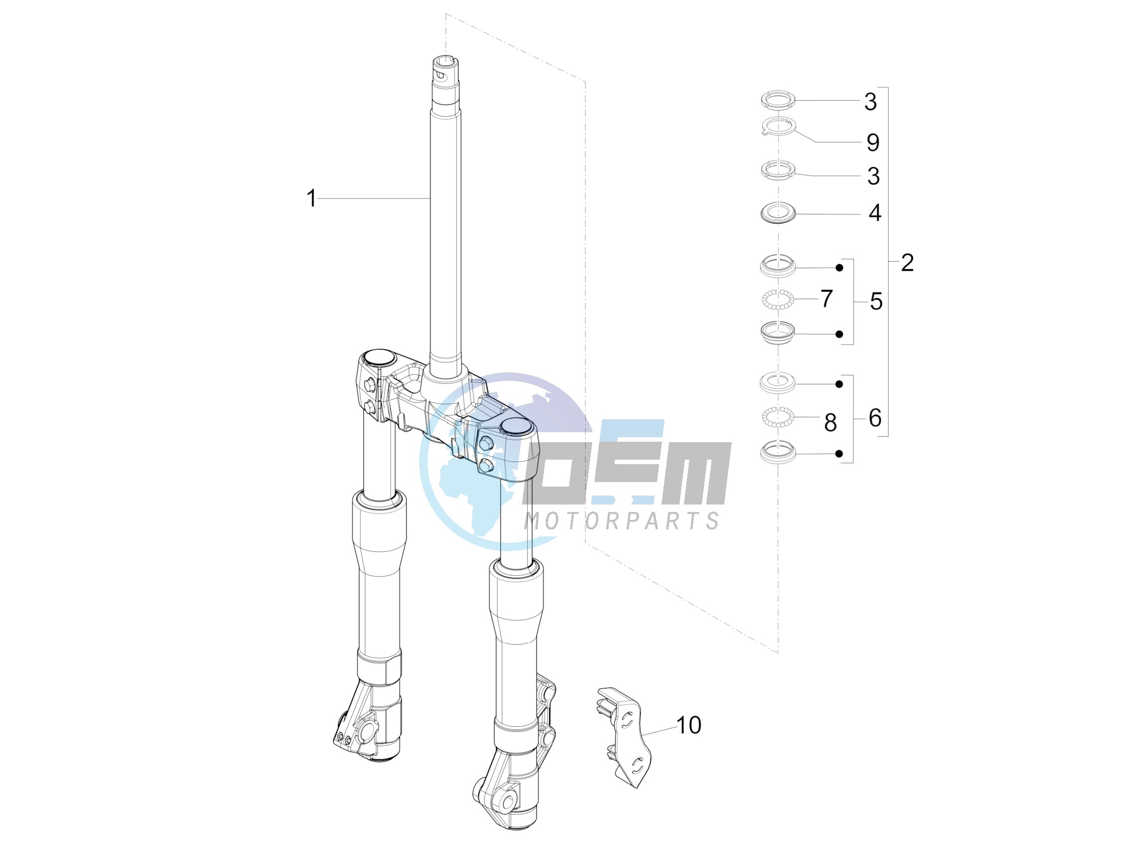 Fork/steering tube - Steering bearing unit