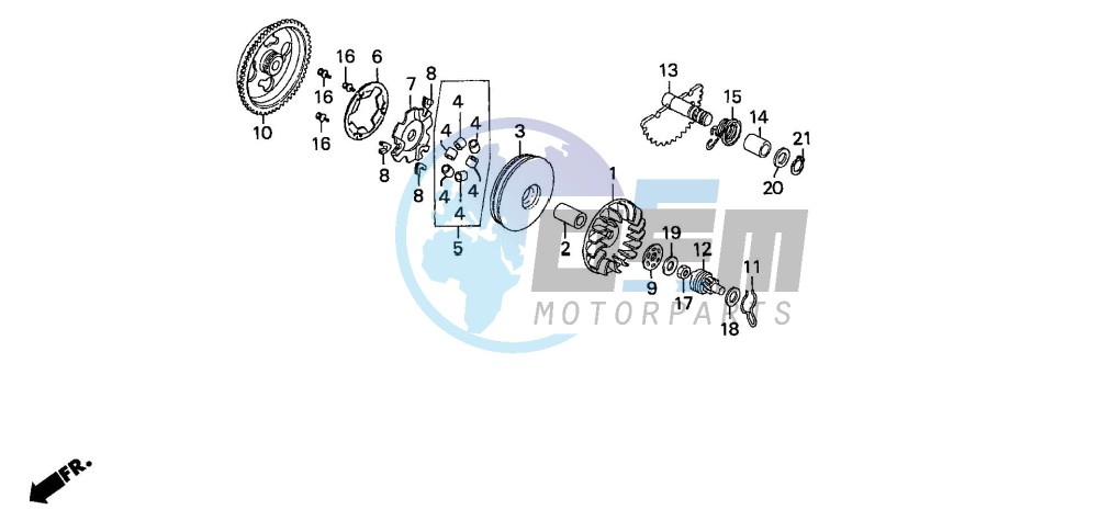 DRIVE FACE/ KICK STARTER SPINDLE