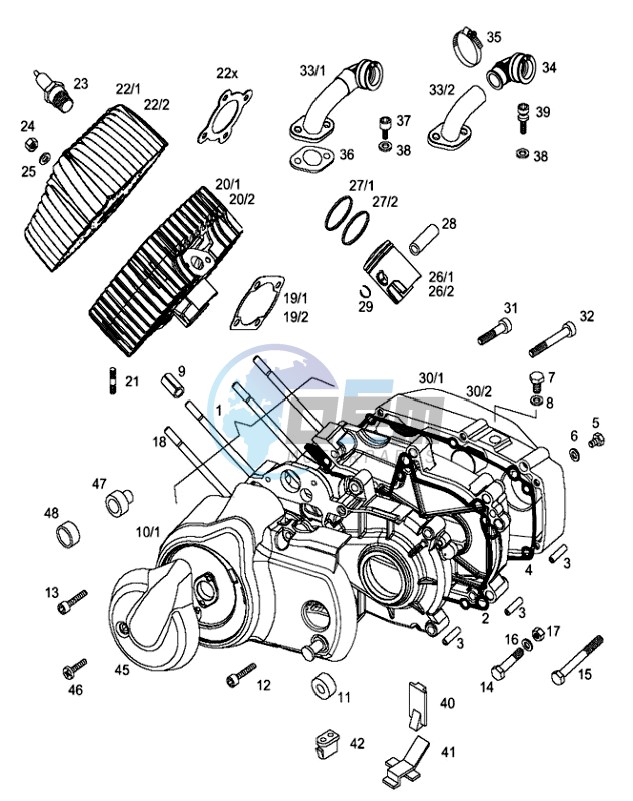 Crankcase-cylinder-piston