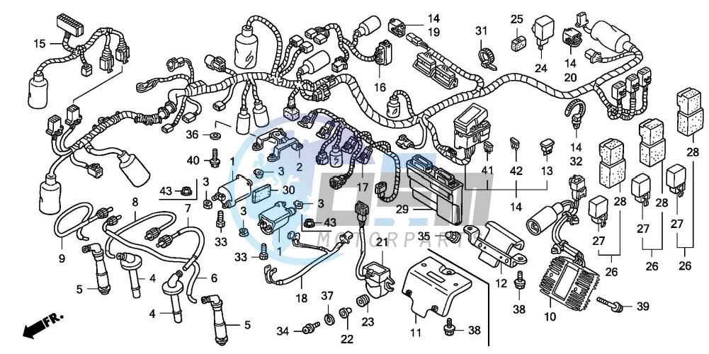 WIRE HARNESS/IGNITION COI L (CB1300S/SA)