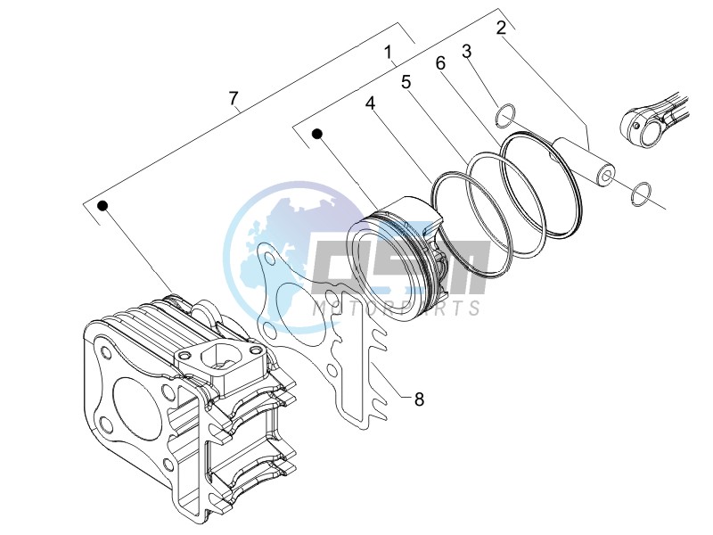 Cylinder - piston - wrist pin unit