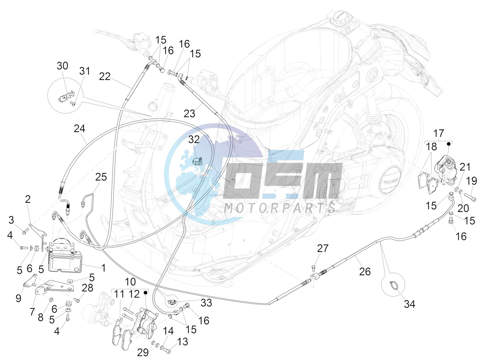 Brakes pipes - Calipers (ABS)