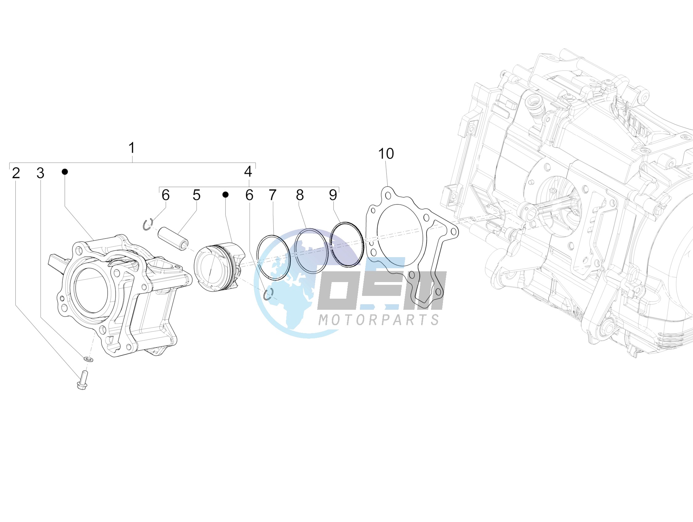 Cylinder-piston-wrist pin unit