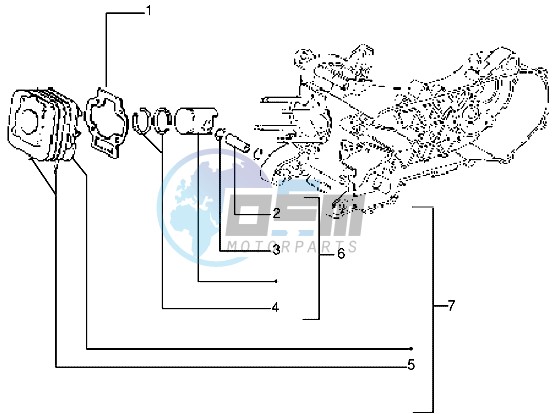 Cylinder-piston-wrist pin assy