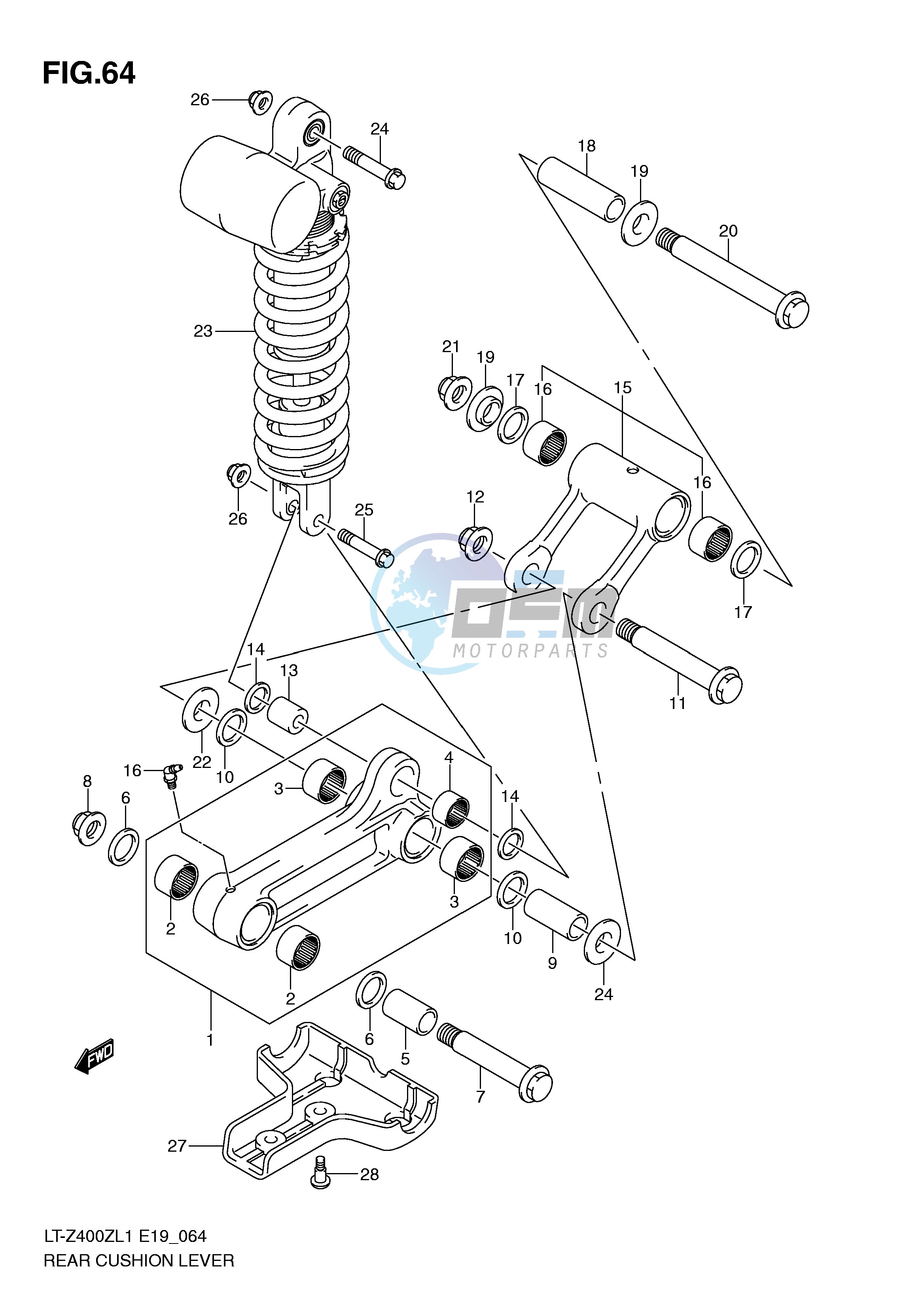 REAR CUSHION LEVER (LT-Z400L1 E19)