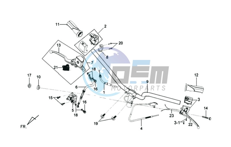 HANDLEBAR / BRAKE LEVERS CPL  L /R