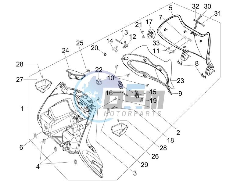 Front glove-box - Knee-guard panel