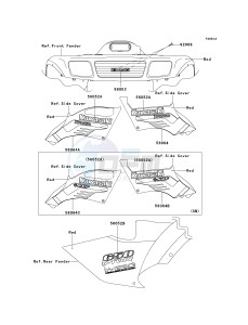 KVF 650 A [PRAIRIE 650 4X4] (A1) [PRAIRIE 650 4X4] drawing DECALS-- RED- -