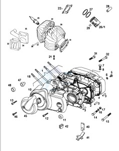 SPRINT_SPORT_45kmh_L1 50 L1 drawing Crankcase-cylinder-piston