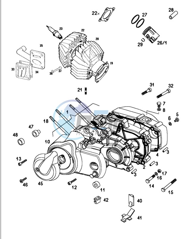 Crankcase-cylinder-piston