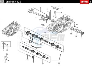 CENTURY-125-E4-GREY drawing GEAR BOX - GEAR SHIFTING SYSTEM  EURO4