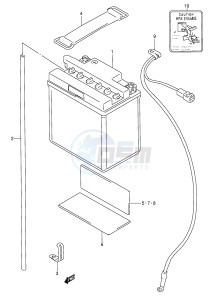 GSX600F (E2) Katana drawing BATTERY (F.NO.103642~,E22:F.NO.101930~)