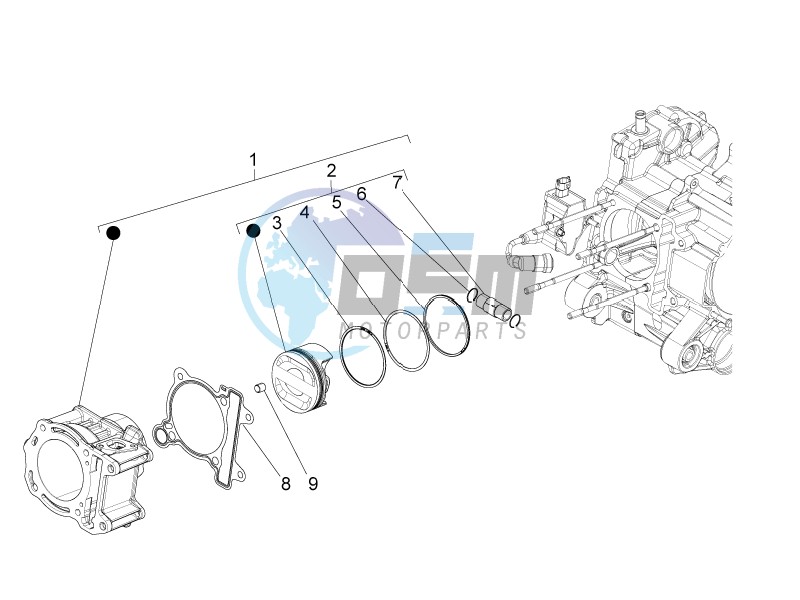 Cylinder-piston-wrist pin unit