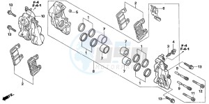 CB1300F1 CB1300SUPER FOUR drawing FRONT BRAKE CALIPER