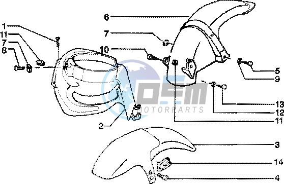 Front and rear mudguard