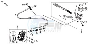 MAXSYM 400 EFI drawing BRAKE CALIPER FOR / BRAKE LEVER / BRAKE LINES