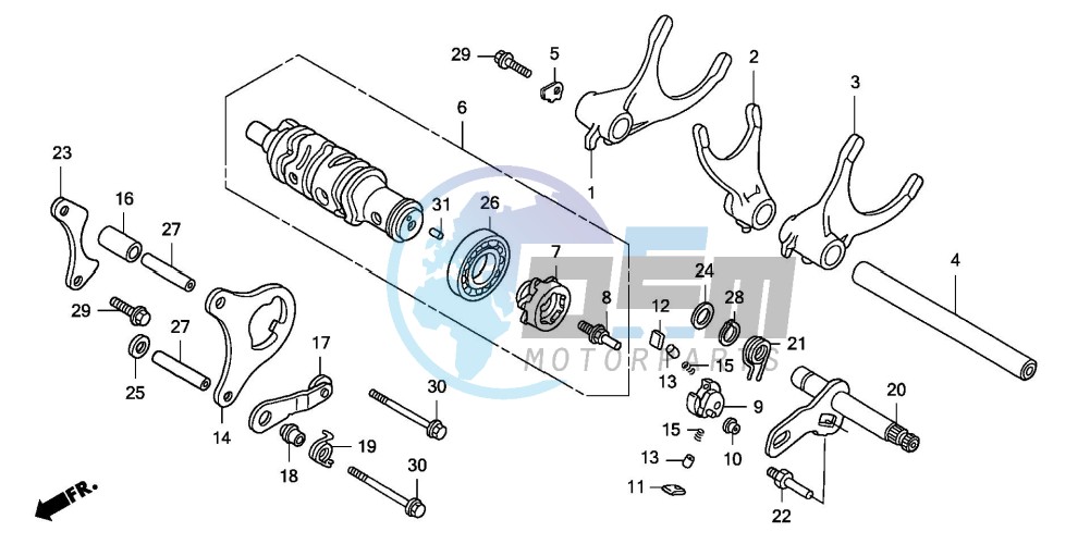 GEARSHIFT DRUM/GEARSHIFT FORK