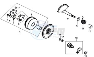 JET EURO 50 drawing DRIVE PULLEY - GEARED SHAFT