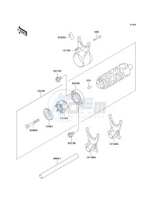 EX 500 D [NINJA 500R] (D6F-D9F) D7F drawing GEAR CHANGE DRUM_SHIFT FORK-- S- -