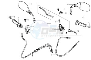 JET 50 KH ENGINE drawing HANDLEBAR / CABLES / BRAKE LEVER