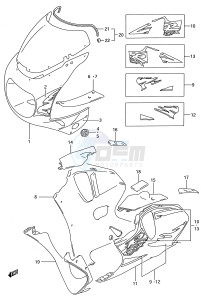 GSX-R750W (E28) drawing COWLING BODY PARTS (MODEL S D4A)