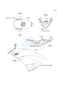 ZX 600 R [NINJA ZX-6R MONSTER ENERGY] (R9FA) R9F drawing DECALS-- GREEN- --- R9F- -