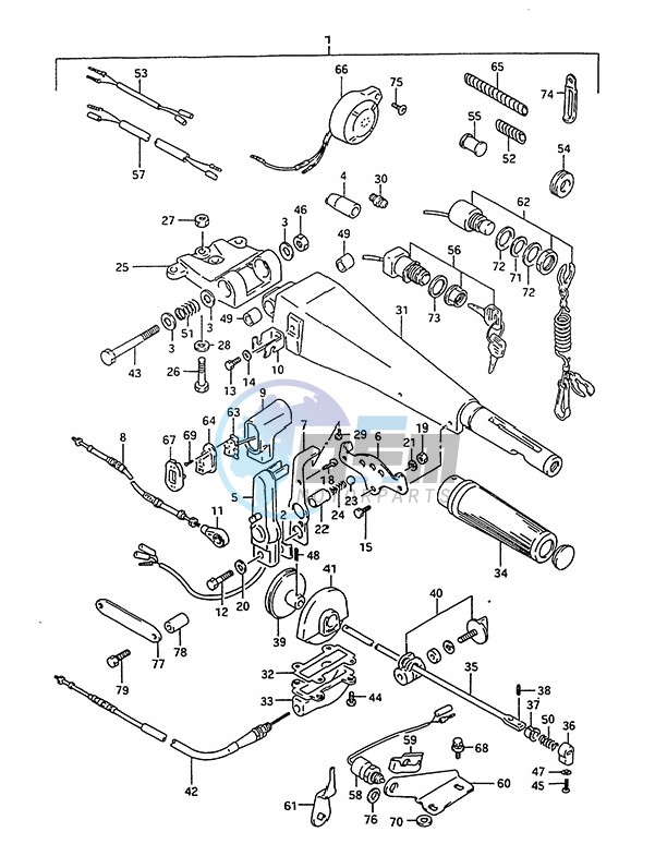 Tiller Handle (1993 to 1995)