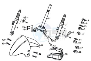 ORBIT III 50 25KMH (L8) NL drawing FRONT FORK / FRONT MUDGUARD / STEERING CROWN