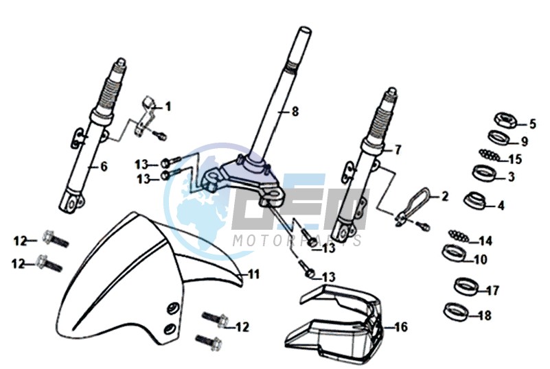 FRONT FORK / FRONT MUDGUARD / STEERING CROWN