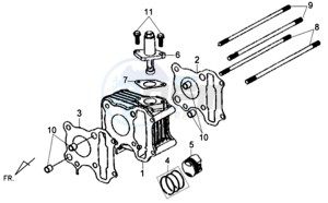 X'PRO 50 45KMH (L8) EU EURO4 drawing CYLINDER / TOP GASKET / LOWER GASKET