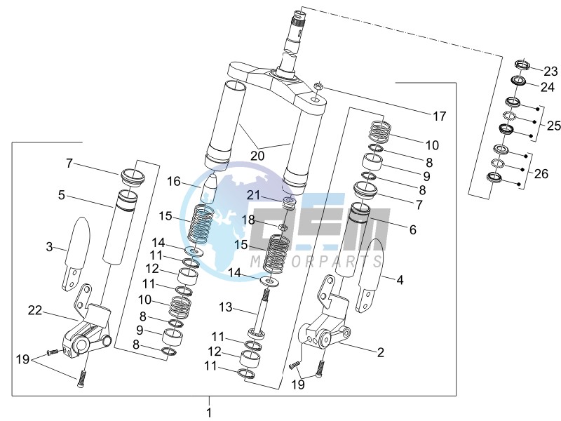 Fork steering tube - Steering bearing unit