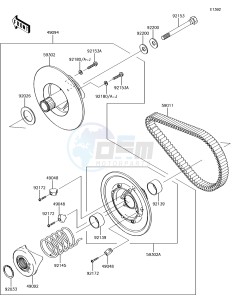 MULE SX 4x4 KAF400HHF EU drawing Driven Converter/Drive Belt