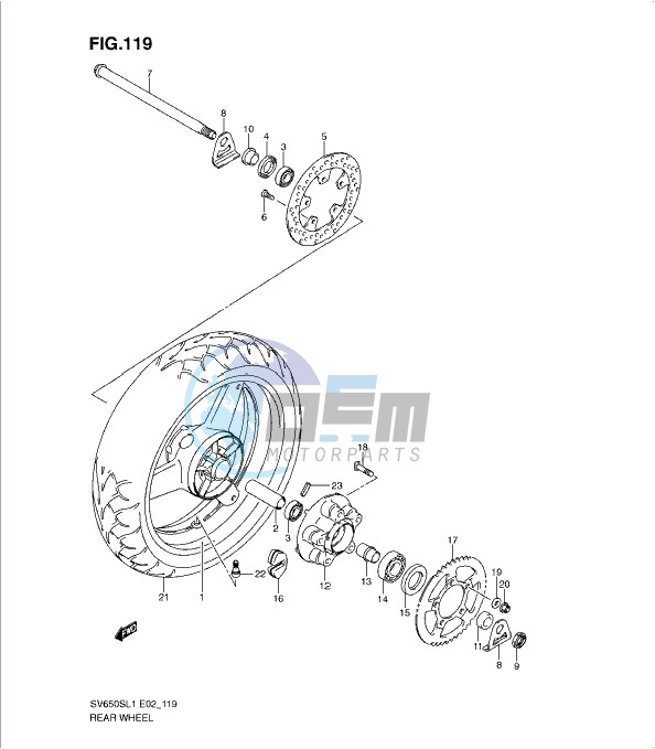 REAR WHEEL (SV650SL1 E24)