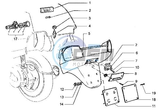 Licence plate holder and case compartment lamp