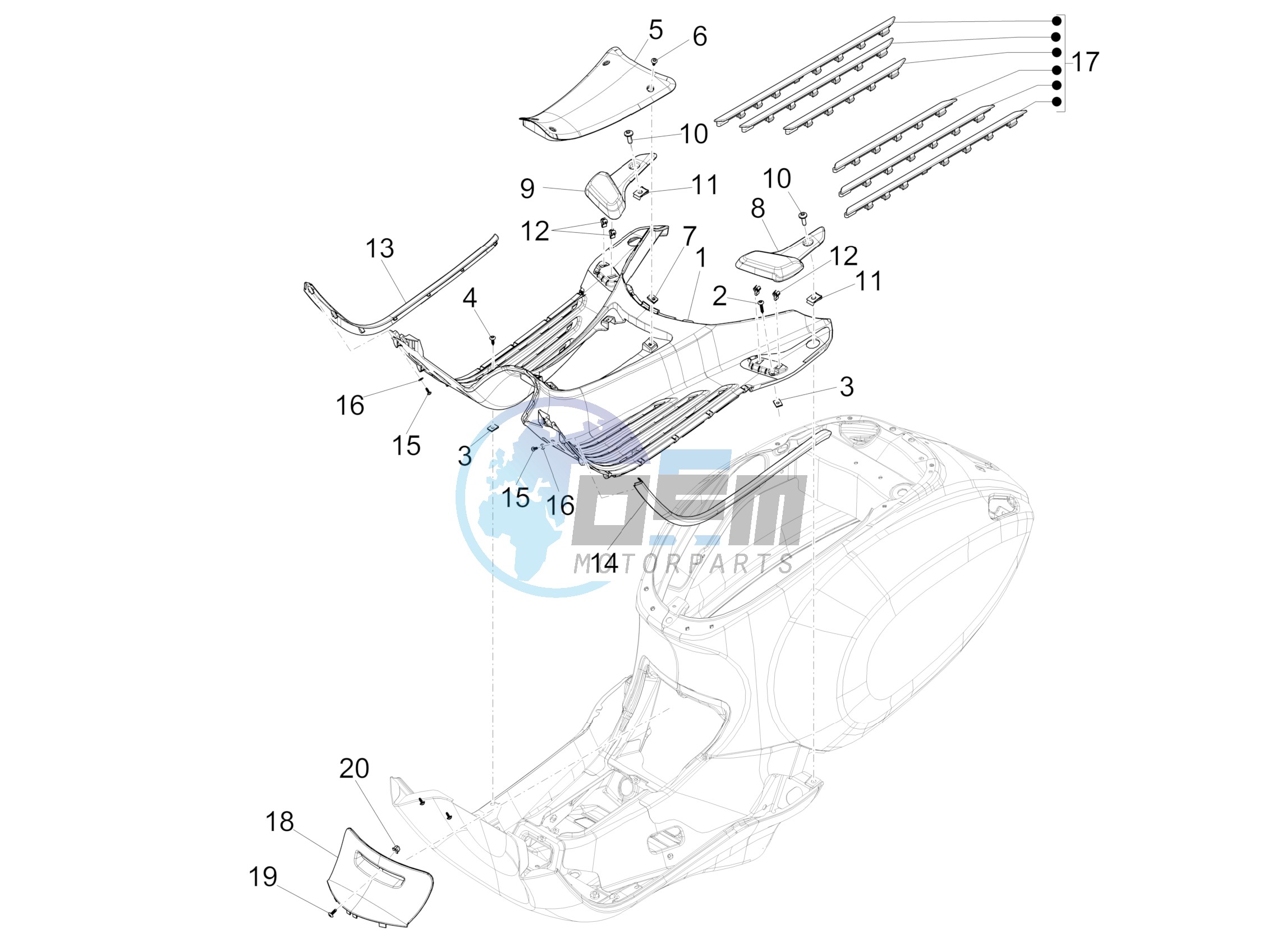 Central cover - Footrests