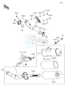 KX450F KX450HJF EU drawing Muffler(s)