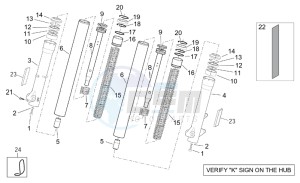 Scarabeo 125-150-200 (eng. Rotax) drawing Kaifa front fork - Hubs sleeves