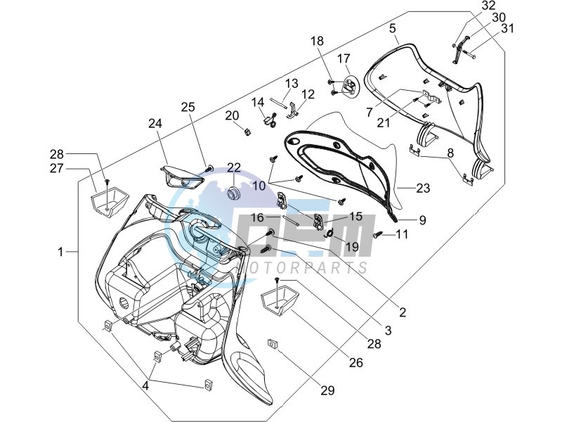 Front glove-box - Knee-guard panel