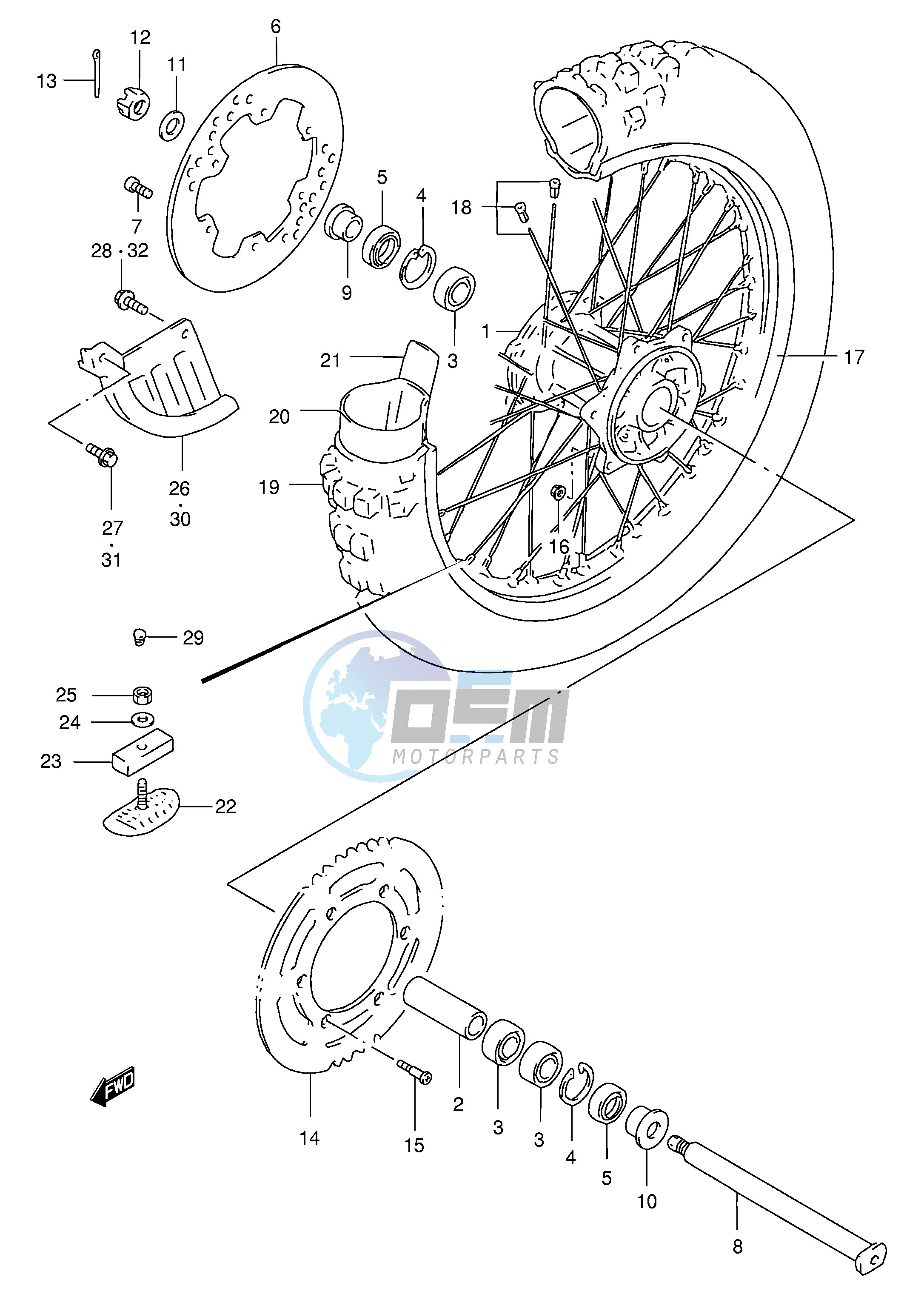 REAR WHEEL (MODEL T V W X)