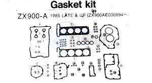 ZX 900 A [NINJA] (A3) NINJA 900 drawing GASKET KIT ZX900-A 1985 LATE & UP -- ZX900AE030894- -