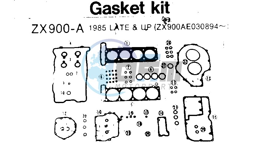 GASKET KIT ZX900-A 1985 LATE & UP -- ZX900AE030894- -