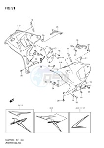 GSX650F (E21) Katana drawing UNDER COWLING (GSX650FL1 E21)